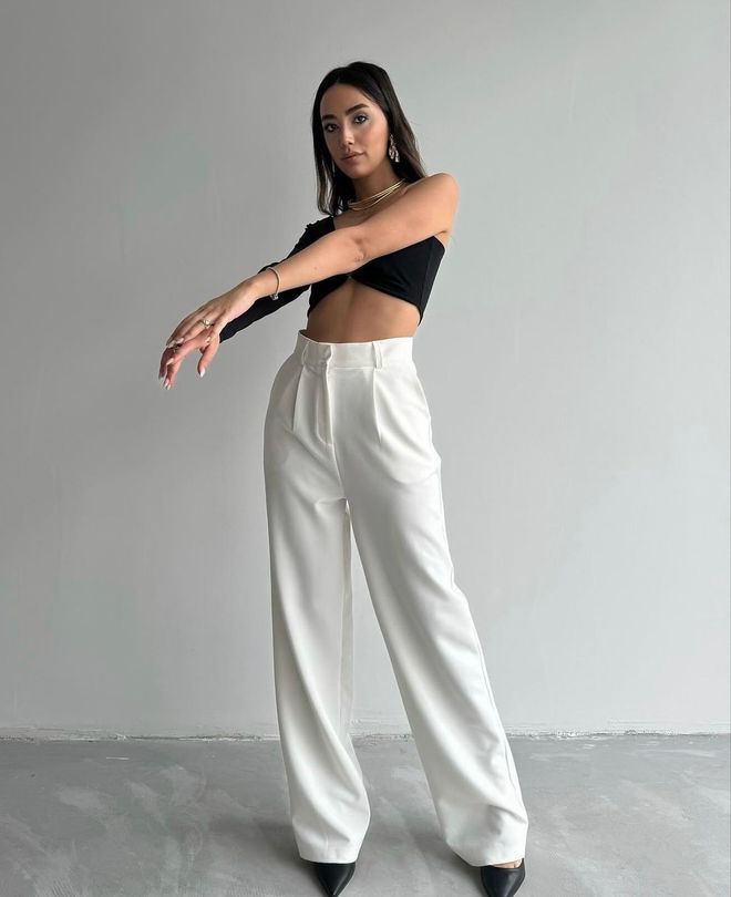 Ezgi Nisantasi Pantalón Palazzo Doble Ropa al por mayor Casual