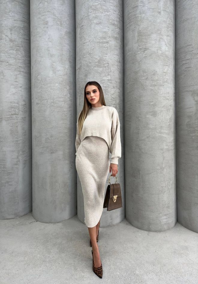 Ezgi Nisantasi Knitted Sweater Dress Wholesale Clothing Birthday