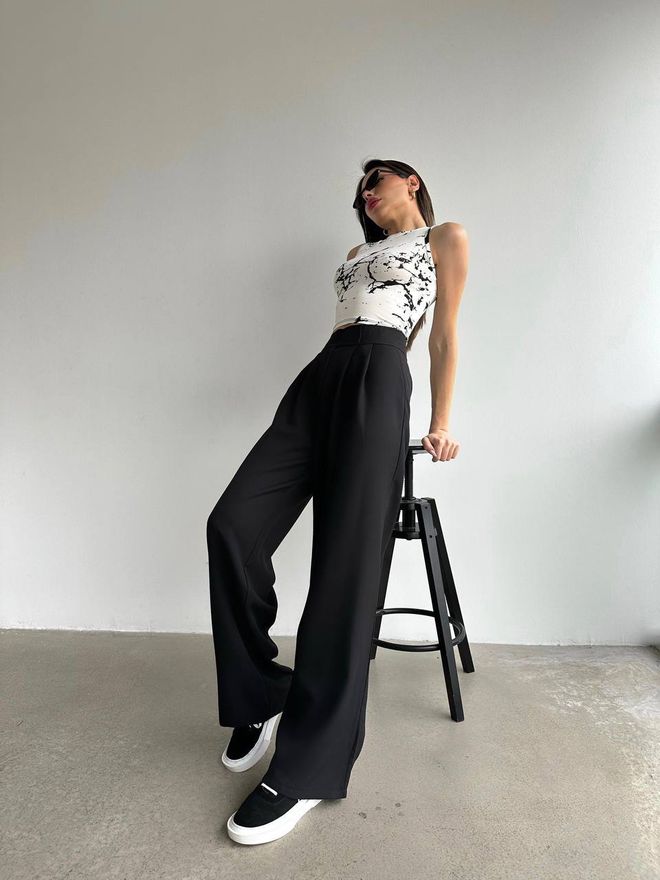 Ezgi Nisantasi Pantalón Palazzo Doble Ropa al por mayor Casual