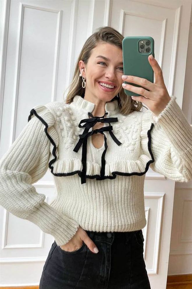Ezgi Nisantasi Lint Gebreide Trui Groothandel Kleding Casual