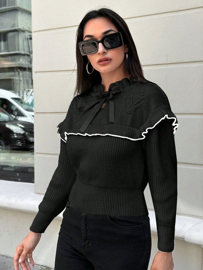 Ezgi Nisantasi Lintgebreide Trui Groothandel Kleding Casual