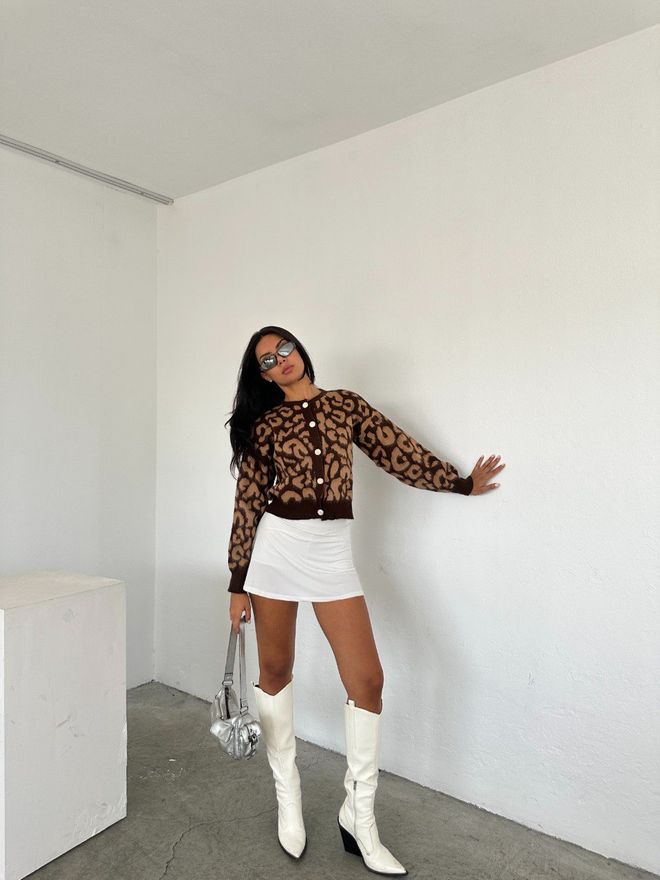 Ezgi Nisantasi Strickjacke Mit Leopardenbart Großhandelskleidung Lässig