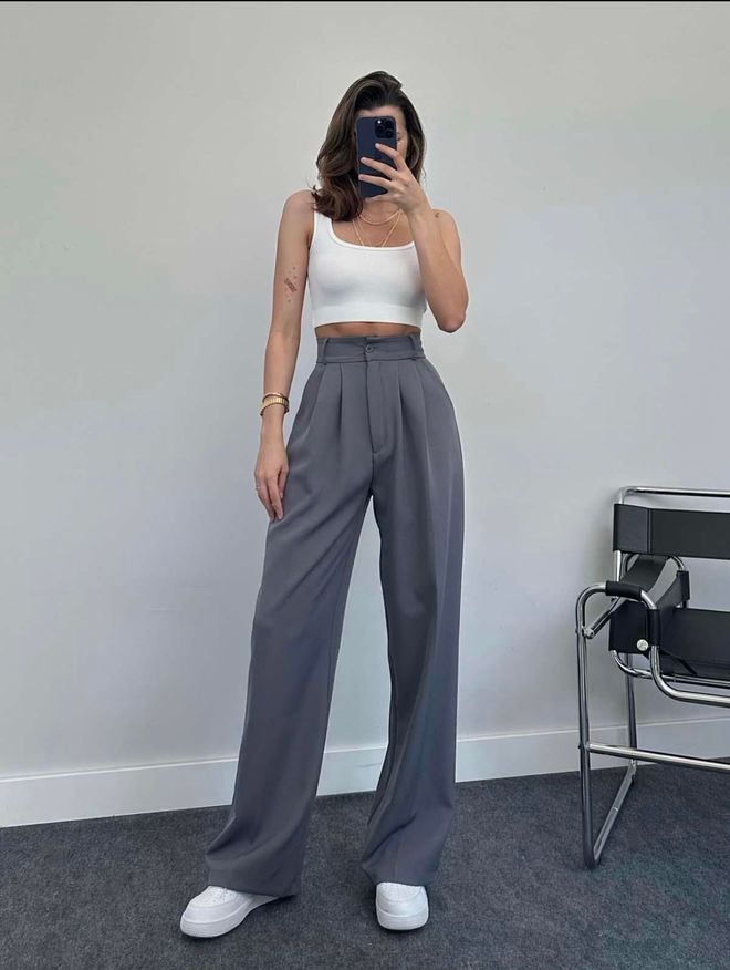 Ezgi Nisantasi Pantalón Palazzo Doble Ropa al por mayor Formal