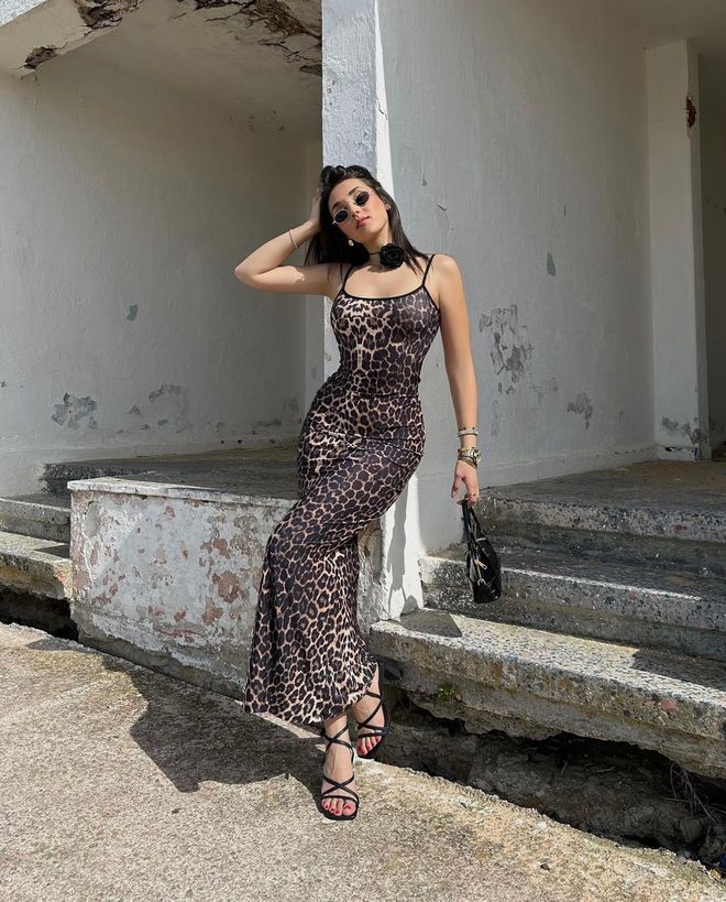 Ezgi Nisantasi Robe À Bretelles Léopard Vêtements en gros Été