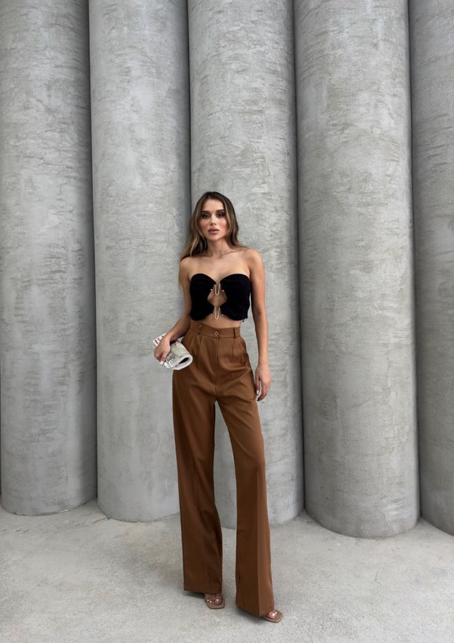 Ezgi Nisantasi Pantalón Palazzo Doble Ropa al por mayor Casual
