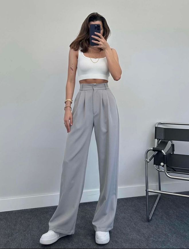 Ezgi Nisantasi Pantalón Palzzo Doble Ropa al por mayor Casual