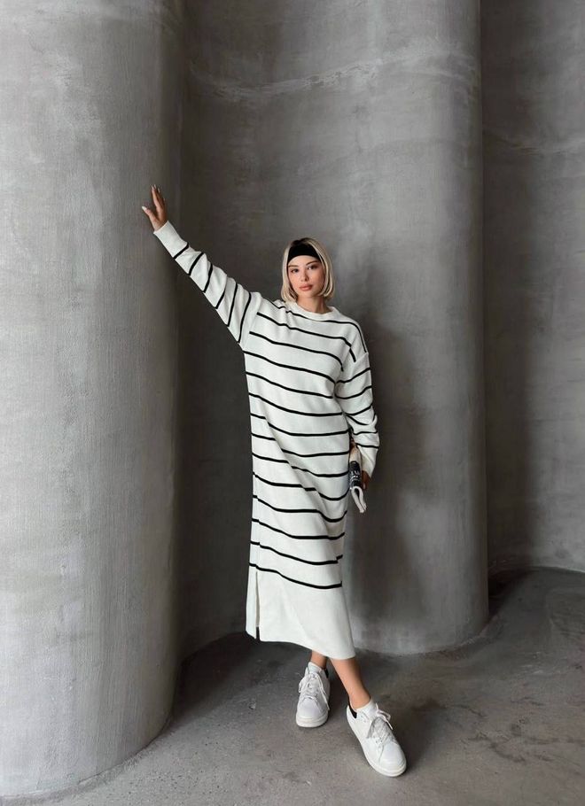 Ezgi Nisantasi Strickkleid Großhandelskleidung Lässig