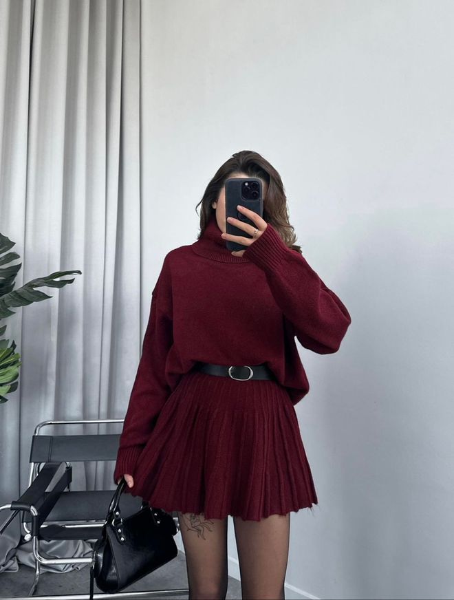 Ezgi Nisantasi Conjunto De Punto De Cuello Alto Ropa al por mayor Casual
