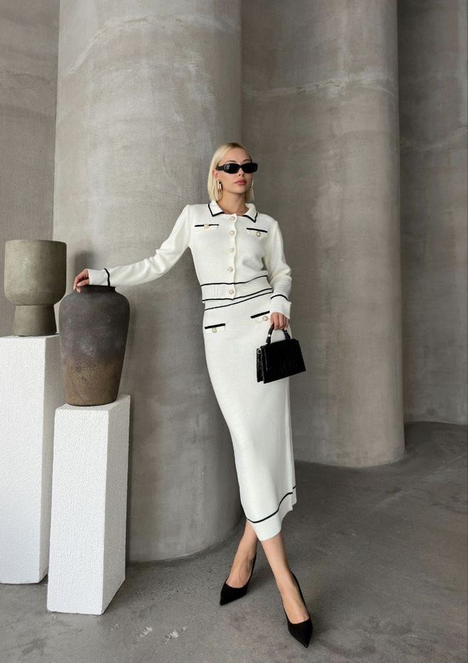 Ezgi Nisantasi Knitwear Long Skirt Suit Wholesale Clothing Elegant