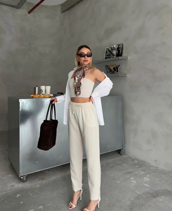 Ezgi Nisantasi Sartén De Lino Ropa al por mayor Casual