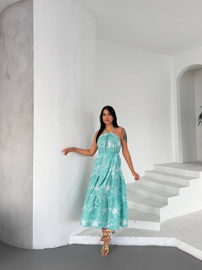 Ezgi Nisantasi Vestido Con Cuello Halter Ropa al por mayor Casual