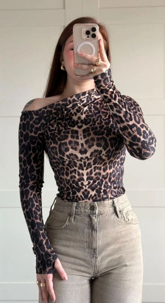 Ezgi Nisantasi Leopardová Blúzka Veľkoobchod s oblečením Neformálny