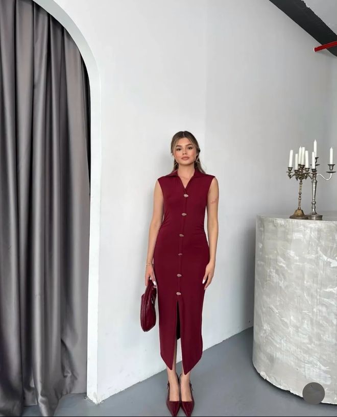 Ezgi Nisantasi Ottoman Polo Yaka Düğmeli Elbise Toptan Giyim Seksi