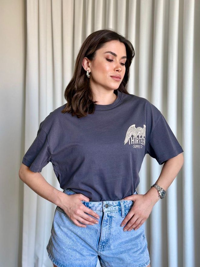 Ezgi Nisantasi Γκρι Casual Μεγάλα Μεγέθη T shirt Με Letter Print Χονδρικό εμπόριο ενδυμάτων Casual