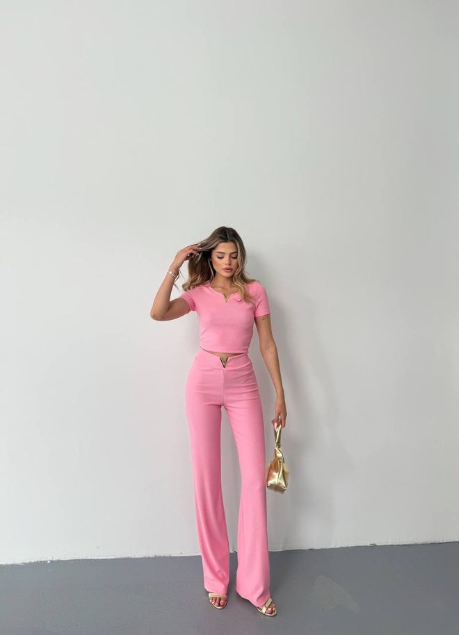 Ezgi Nisantasi Pink Elegant Slim Fit Suit Wholesale Clothing Work