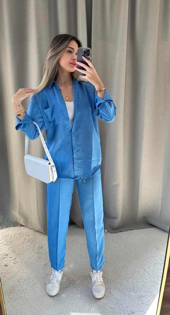 Ezgi Nisantasi Μπλε Κανονική Εφαρμογή Casual Formal Ταγέρ Χονδρικό εμπόριο ενδυμάτων Casual