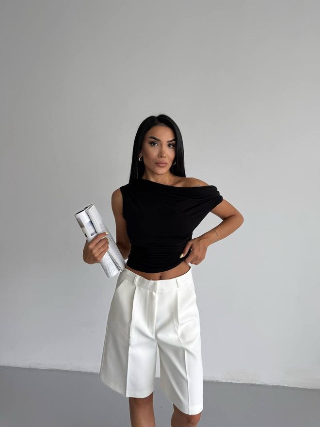 Ezgi Nisantasi Blusa Negro Sexy Entallado Cuello Con Un Hombro Ropa al por mayor Casual