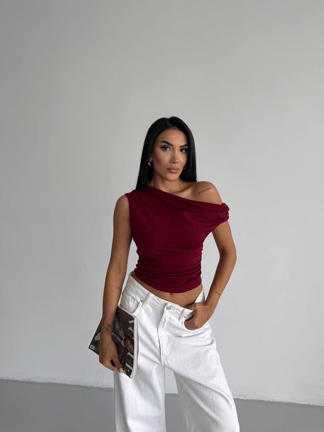 Ezgi Nisantasi Blusa Rojo Clarete Sexy Elegante Ropa al por mayor Sexy