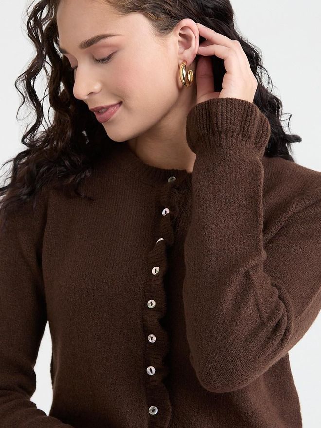 Ezgi Nisantasi Brown Casual Elegant Vintage Preppy Formal Retro Cardigan Wholesale Clothing Lounge