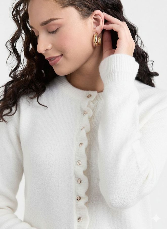 Ezgi Nisantasi White Casual Elegant Cardigan Wholesale Clothing 1