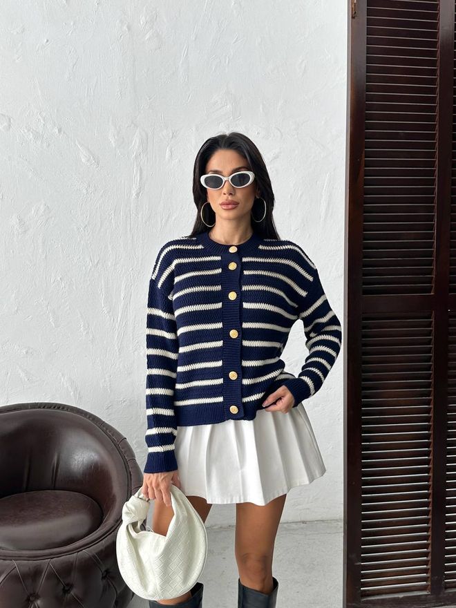 Ezgi Nisantasi Cárdigan De Punto A Rayas Ropa al por mayor Casual