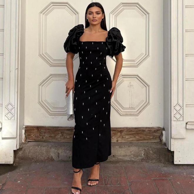 Ezgi Nisantasi Черное Сексуальное Элегантное Облегающее Платье Оптовая продажа одежды 1