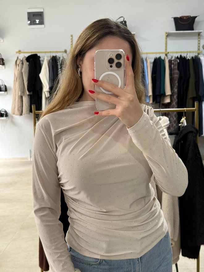 Ezgi Nisantasi Bluse Mit Steinen Großhandelskleidung 0