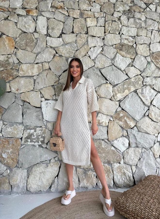 Ezgi Nisantasi Ажурное Трикотажное Платье Оптовая продажа одежды Повседневный