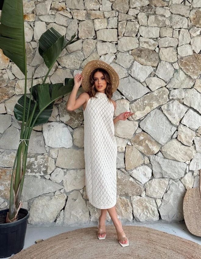 Ezgi Nisantasi Ажурное Трикотажное Платье Оптовая продажа одежды Повседневный