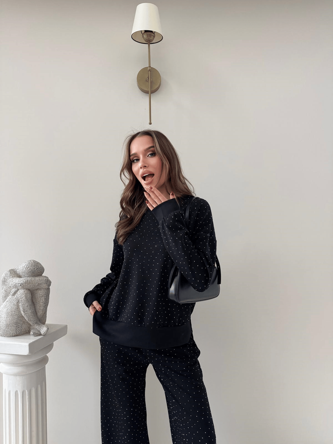 Ezgi Nisantasi Abito Casual Nero A Pois Abbigliamento all'ingrosso Casuale