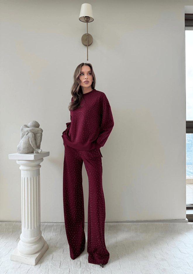 Ezgi Nisantasi Abito Bordeaux Casual Elegante Abbigliamento all'ingrosso Casuale