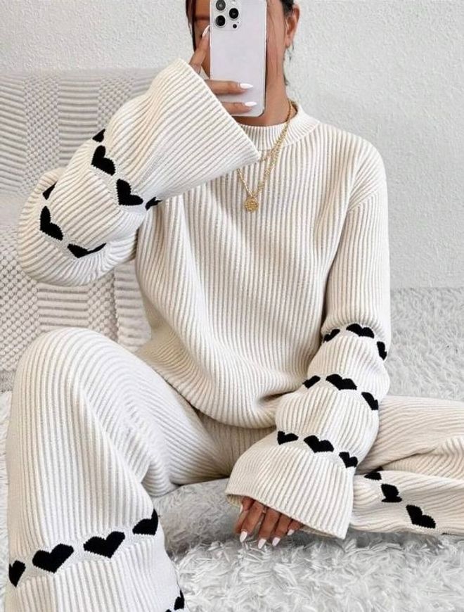 Ezgi Nisantasi Knitwear Heart Suit Wholesale Clothing Cotton