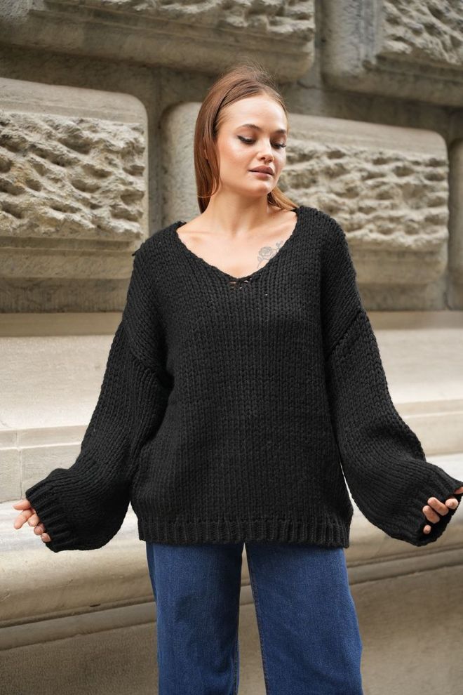 Ezgi Nisantasi Oversize Triko Kazak Toptan Giyim Gündelik