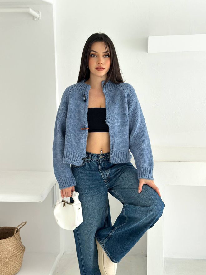 Ezgi Nisantasi Cárdigan De Punto Con Detalles De Madera Ropa al por mayor Casual