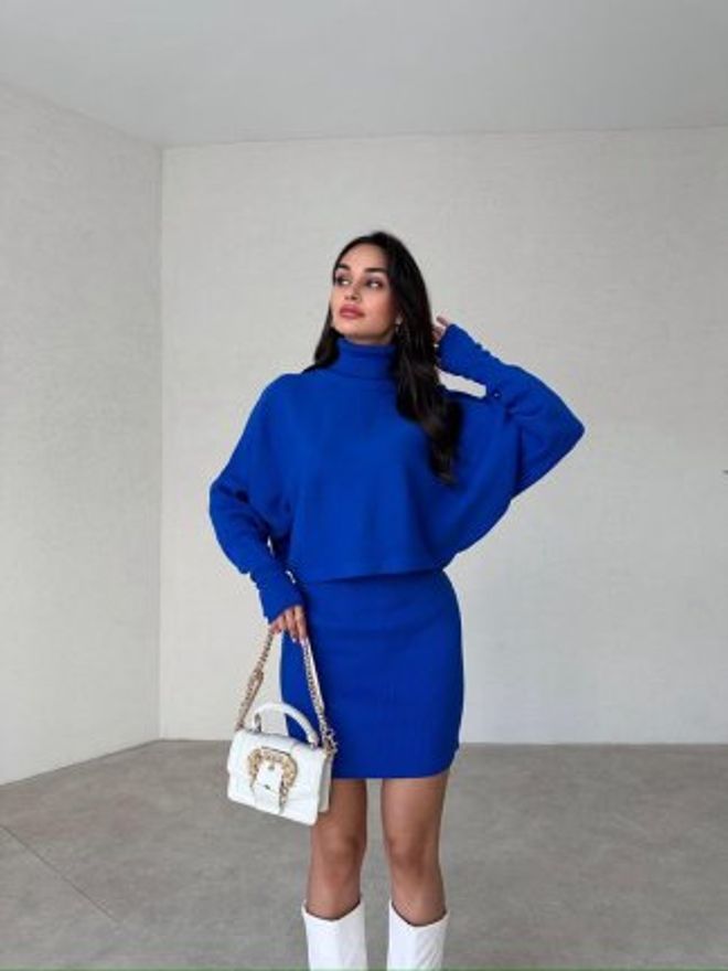 Ezgi Nisantasi Modrá Voľný Strih Neformálny Elegantný Formálny Sexy Oblek Veľkoobchod s oblečením Neformálny