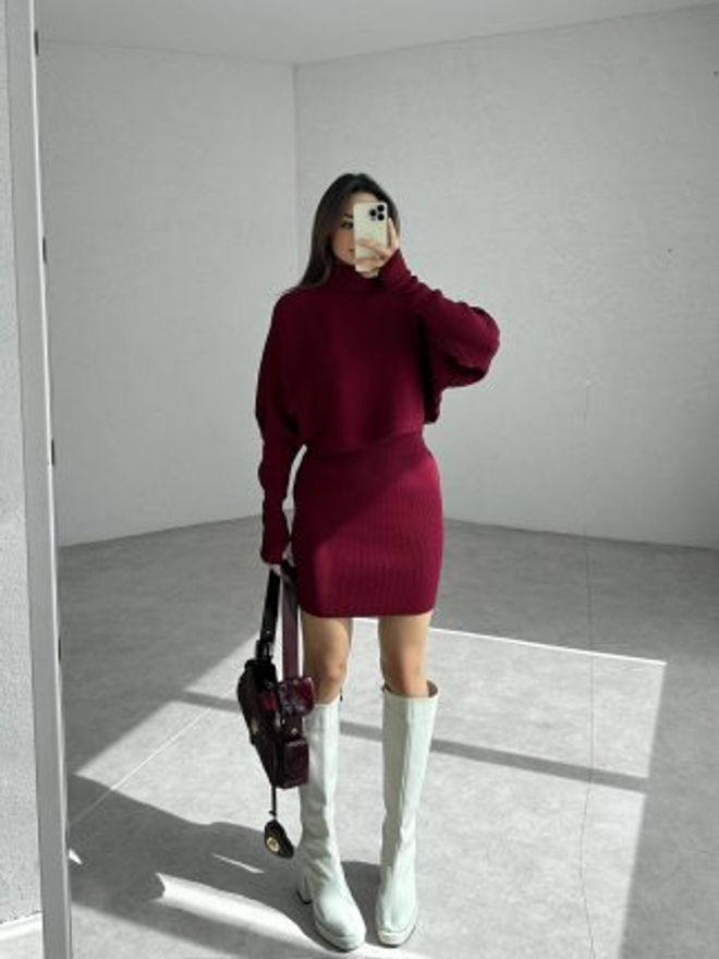 Ezgi Nisantasi Bordový Priliehavý Bodycon Oblek Veľkoobchod s oblečením Neformálny