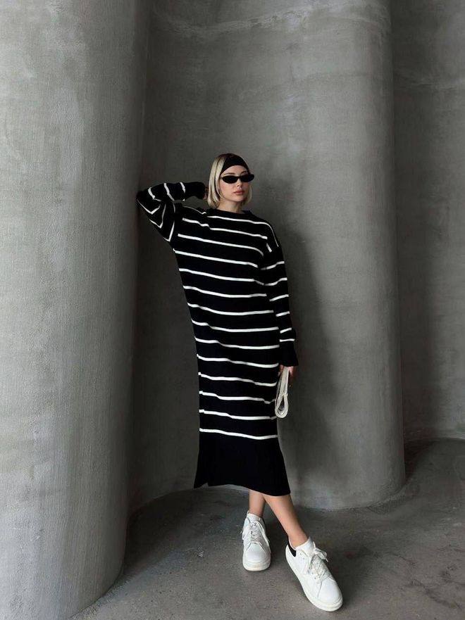 Ezgi Nisantasi Strickkleid Großhandelskleidung Lässig