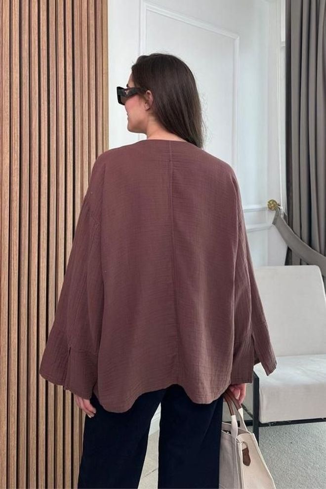 Ezgi Nisantasi Brown Kimono Oversized Fit Floral V Neck Tie Closure Wholesale Clothing Lounge