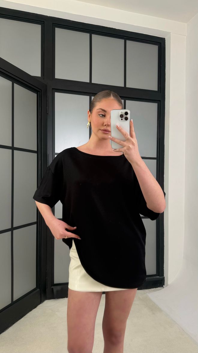 Ezgi Nisantasi Schwarz Lässig Sexy Elegant T Shirt Großhandelskleidung Lässig