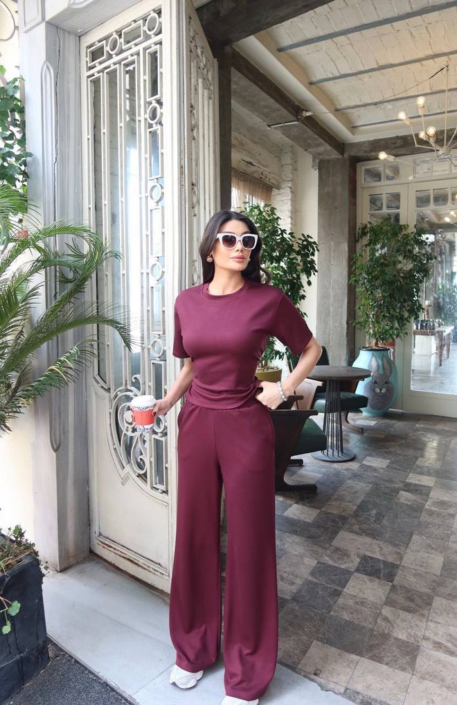 Ezgi Nisantasi Формални Бордо Комплет Палазо Велепродаја одеће Неформалан