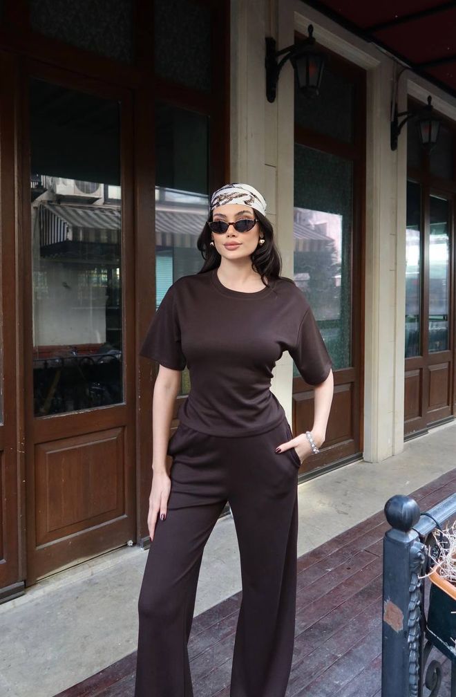 Ezgi Nisantasi Браон Неформалан Елегантан Спортс Комплет Велепродаја одеће Неформалан