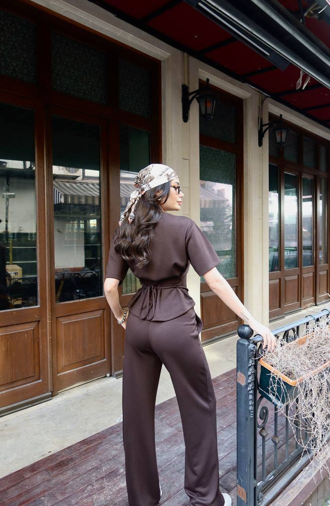 Ezgi Nisantasi Brown Casual Elegant Sport Suit Wholesale Clothing Lounge