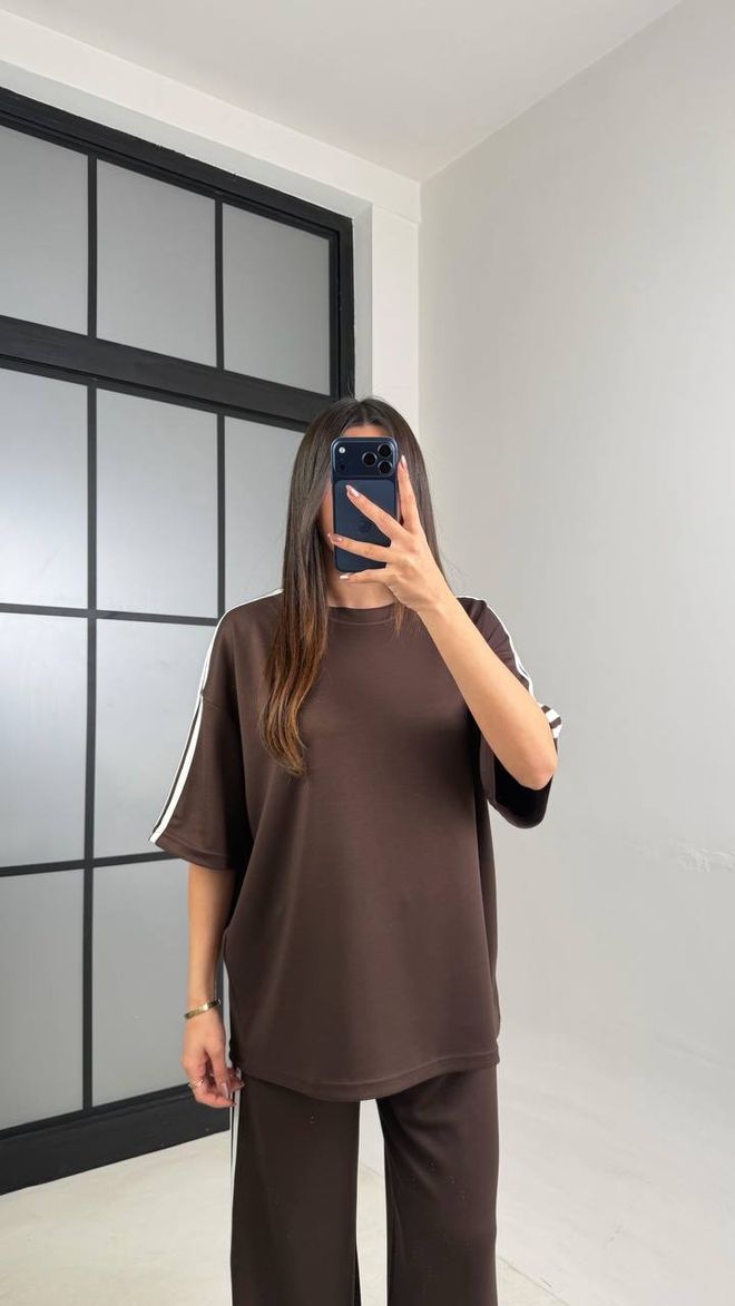 Ezgi Nisantasi Brown Casual Striped Pull On Suit Wholesale Clothing Lounge