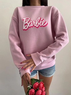 A wholesale clothing model wears EZG10121 - Barbie Sweat- Pink, Turkish wholesale Sweatshirt of Ezgi Nisantasi
