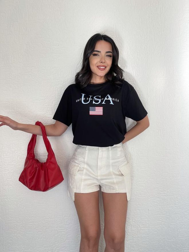 Ezgi Nisantasi T Shirt Μαύρο Χονδρικό εμπόριο ενδυμάτων Casual