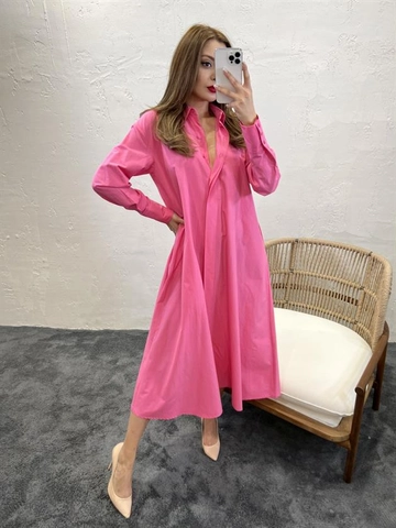 A wholesale clothing model wears  Dress - Pink
, Turkish wholesale Dress of Fame