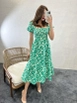 A wholesale clothing model wears fme10934-dress-green-white, Turkish wholesale  of 