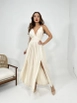 A wholesale clothing model wears fme13019-dress-beige, Turkish wholesale  of 