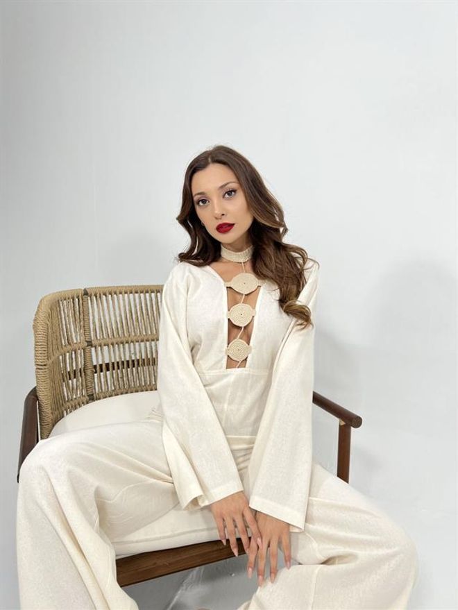 Fame Jumpsuit Beige Wholesale Clothing Boho