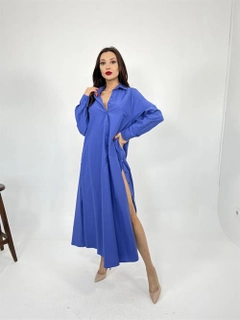 A wholesale clothing model wears fme14053-dress-purple, Turkish wholesale Dress of Fame